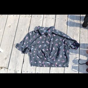 Twisted Floral Button Up